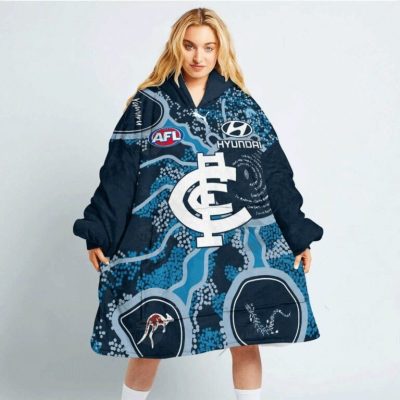AFL Carlton Blues Custom Name Number 2022 Indigenous Guernsey Fleece Oodie