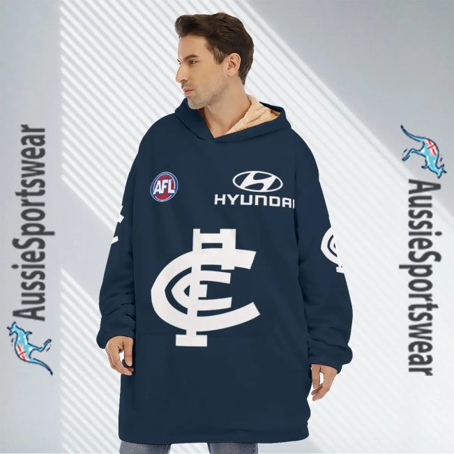 AFL Carlton Blues Custom Name Number 2023 Home Guernsey Fleece Oodie