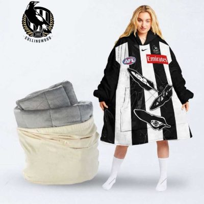 AFL Collingwood Magpies Custom Name Number 2022 Indigenous Guernsey Fleece Oodie