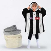 Afl Collingwood Magpies Custom Name Number 2023 Home Guernsey Fleece Oodie Kid Front.jpg - demo10