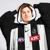 Afl Collingwood Magpies Custom Name Number 2023 Home Guernsey Fleece Oodie Men Front.jpg - demo10