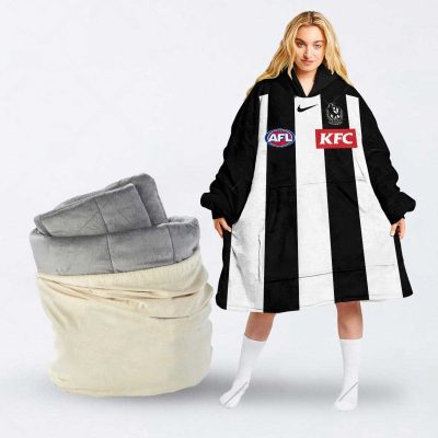 AFL Collingwood Magpies Custom Name Number 2023 Home Guernsey Fleece Oodie