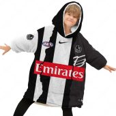 Afl Collingwood Magpies Custom Name Number 2023 Mix Guernsey Fleece Oodie Kid Front.jpg - demo10