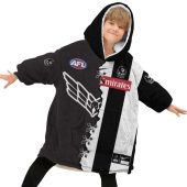 Afl Collingwood Magpies Custom Name Number 2023 Mix Guernsey V2 Fleece Oodie Kid.jpg - demo10