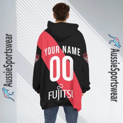 AFL Essendon Bombers Custom Name Number 2023 Home Guernsey Fleece Oodie