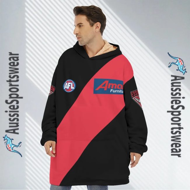 AFL Essendon Bombers Custom Name Number 2023 Home Guernsey Fleece Oodie