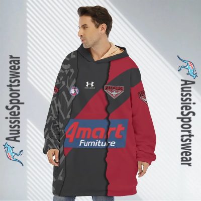AFL Essendon Bombers Custom Name Number 2023 Mix Guernsey Fleece Oodie