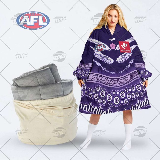 AFL Fremantle Dockers Custom Name Number Indigenous Fleece Oodie