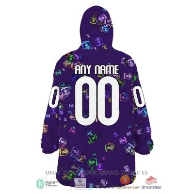 AFL Fremantle Dockers Custom Name Number Purple Logo EST 1994 Fleece Oodie