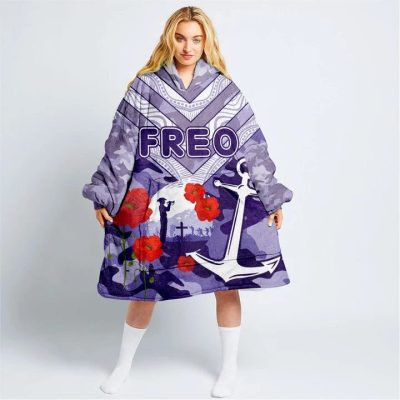 AFL Fremantle Dockers Purle White ANZAC Day Fleece Oodie