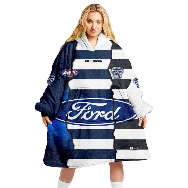 AFL Geelong Cats Custom Name Number 2023 Mix Guernsey Fleece Oodie