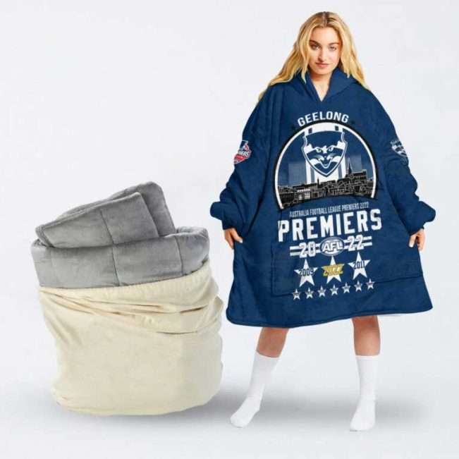 AFL Geelong Cats Premiers 2022 Blue Fleece Oodie