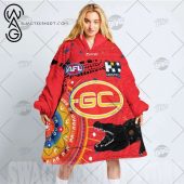 Afl Gold Coast Suns Costum Name Number Red Yellow Indigenous Fleece Oodie 4.jpg - demo10