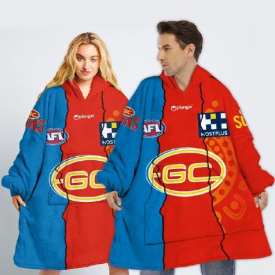 AFL Gold Coast Suns Custom Name Number 2023 Mix Indigenous Guernsey Fleece Oodie