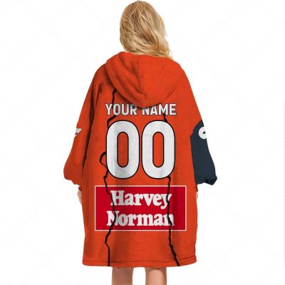 AFL Greater Western Sydney Giants Custom Name Number 2023 Mix Guernsey Fleece Oodie