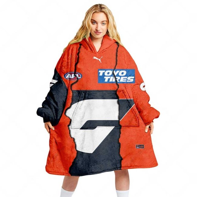 AFL Greater Western Sydney Giants Custom Name Number 2023 Mix Guernsey Fleece Oodie