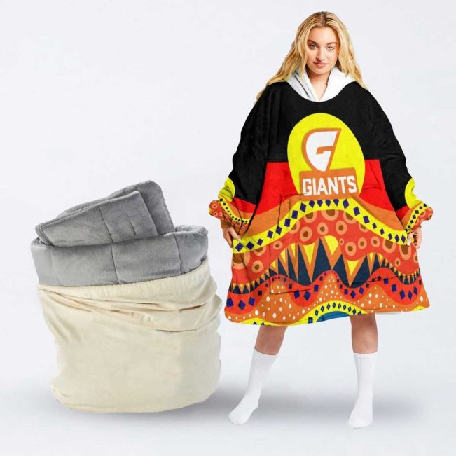 AFL Greater Western Sydney Giants Dinky Di Lover Aboriginal Flag x Indigenous Fleece Oodie