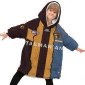 Afl Hawthorn Hawks Custom Name Number 2023 Mix Guernsey Fleece Oodie Kid.jpg - demo10