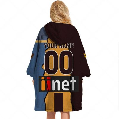 AFL Hawthorn Hawks Custom Name Number 2023 Mix Guernsey Fleece Oodie
