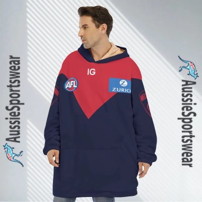 AFL Melbourne Demons Custom Name Number 2023 Home Guernsey Fleece Oodie