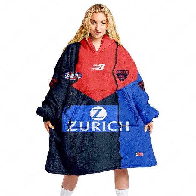 AFL Melbourne Demons Custom Name Number 2023 Mix Guernsey Fleece Oodie