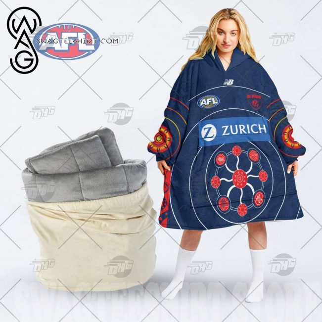 AFL Melbourne Demons Custom Name Number Indigenous Run Out 2022 Guernsey Fleece Oodie