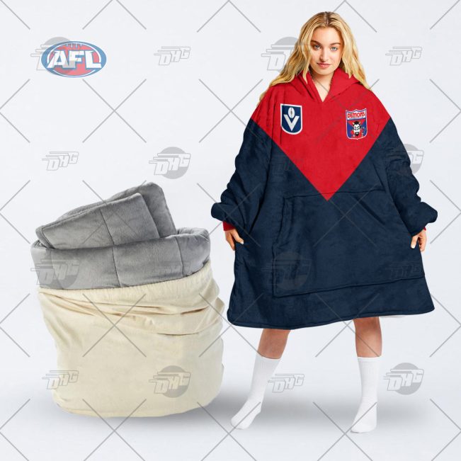 AFL Melbourne Demons Custom Name Number 90s Vintage Retro Guernsey Fleece Oodie