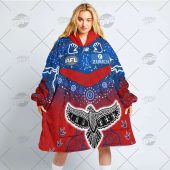 Afl Melbourne Demons Custom Name Number Blue Red Narrm Indigenous Fleece Oodie 4.jpg - demo10