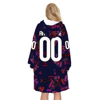AFL Melbourne Demons Custom Name Number Navy Multi Logo Fleece Oodie