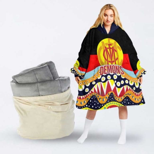 AFL Melbourne Demons Dinky Di Lover Aboriginal Flag x Indigenous Fleece Oodie