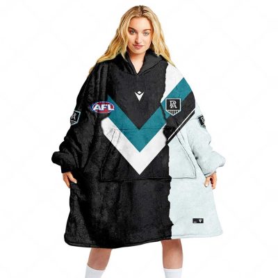 AFL Port Adelaide Custom Name Number 2023 Mix Guernsey Fleece Oodie