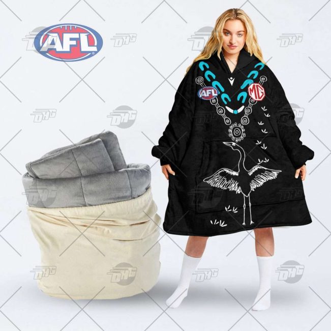 AFL Port Adelaide Custom Name Number 2022 Indigenous Guernsey Fleece Oodie