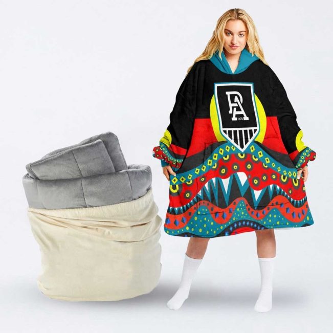 AFL Port Adelaide Dinky Di Port Lover Aboriginal Flag x Indigenous Fleece Oodie