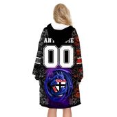 Afl St Kilda Saints Custom Name Number Black Rose Dragon Fleece Oodie 2.jpg - demo10