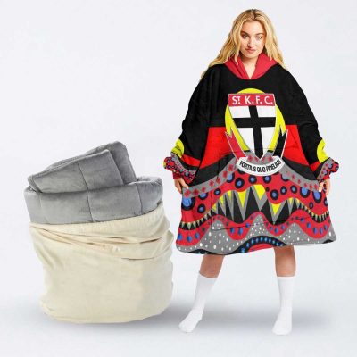 AFL St Kilda Saints Dinky Di Lover Aboriginal Flag x Indigenous Fleece Oodie