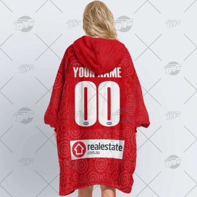 AFL Sydney Swans Custom Name Number 2022 Indigenous Guernsey Fleece Oodie
