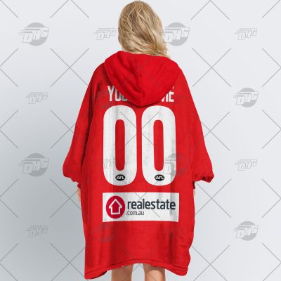 AFL Sydney Swans Custom Name Number 2022 Home Guernsey Fleece Oodie