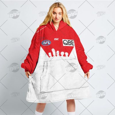AFL Sydney Swans Custom Name Number The Simpsons Guernsey Fleece Oodie