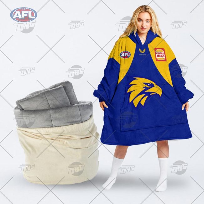 AFL West Coast Eagles Custom Name Number 2022 Home Guernsey Fleece Oodie