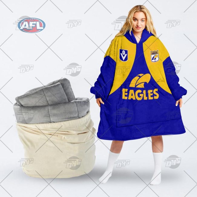 AFL West Coast Eagles Custom Name Number Vintage Retro Guernsey Fleece Oodie