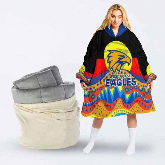AFL West Coast Eagles Dinky Di Lover Aboriginal Flag x Indigenous Fleece Oodie