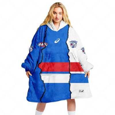 AFL Western Bulldogs Custom Name Number 2023 Mix Guernsey Fleece Oodie