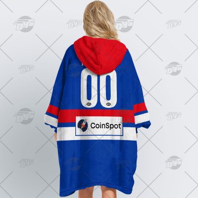 AFL Western Bulldogs Custom Name Number 2022 Home Guernsey Fleece Oodie