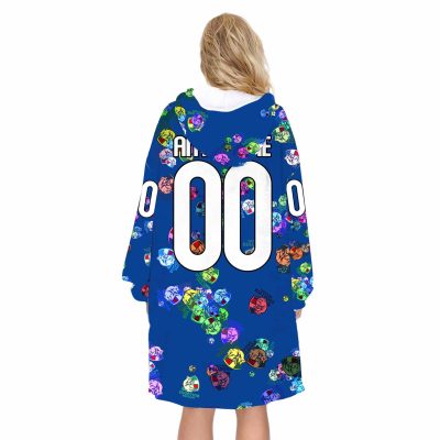 AFL Western Bulldogs Custom Name Number Blue Multi Logo Fleece Oodie