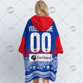 Afl Western Bulldogs Custom Name Number Blue Red Indigenous Fleece Oodie 2.jpg - demo10