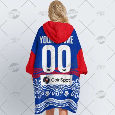 AFL Western Bulldogs Custom Name Number 2022 Indigenous Guernsey Fleece Oodie