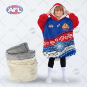 Afl Western Bulldogs Custom Name Number Blue Red Indigenous Fleece Oodie 3.jpg - demo10