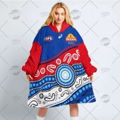 Afl Western Bulldogs Custom Name Number Blue Red Indigenous Fleece Oodie 4.jpg - demo10