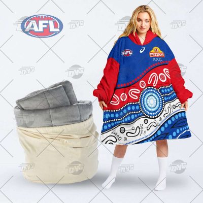 AFL Western Bulldogs Custom Name Number 2022 Indigenous Guernsey Fleece Oodie