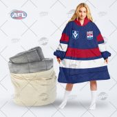 Afl Western Bulldogs Custom Name Number Blue Vintage Retro Fleece Oodie.jpg - demo10